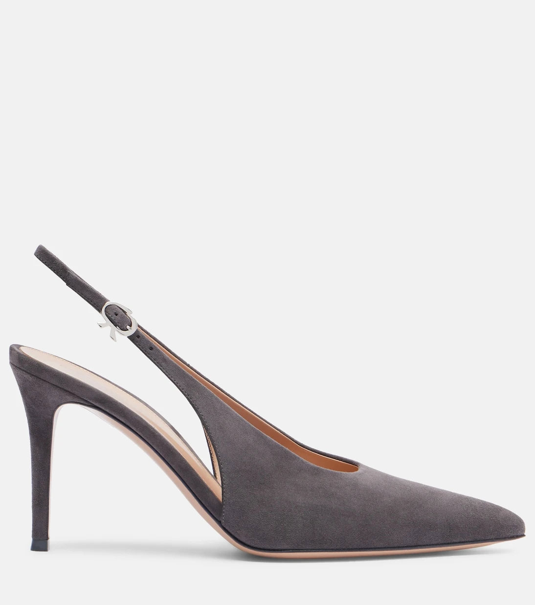 Gianvito Rossi - Robbie 85 süet arkası açık topuklu ayakkabı