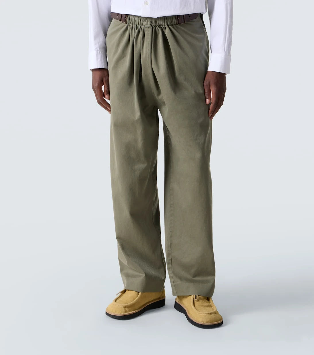 Loewe - Belted cotton satin straight pants