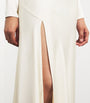 LAPOINTE Ivory Satin Draped Midi Dress