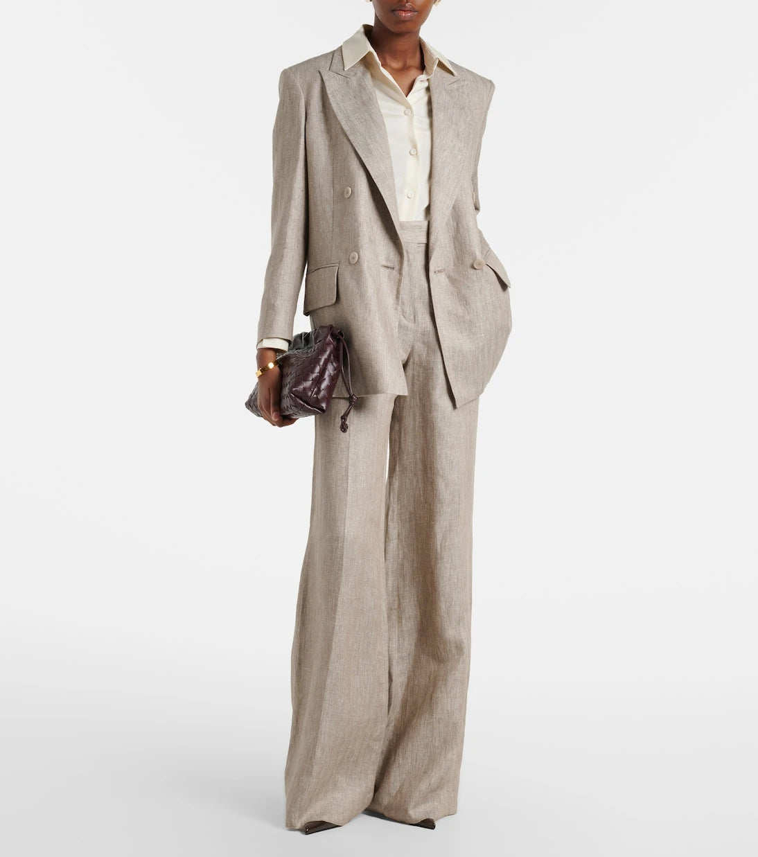 Max Mara - Deserto herringbone linen wide-leg pants