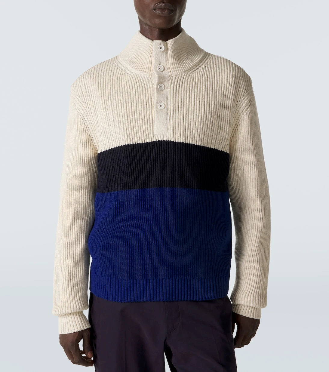Dunhill - Colorblocked cotton and silk sweater