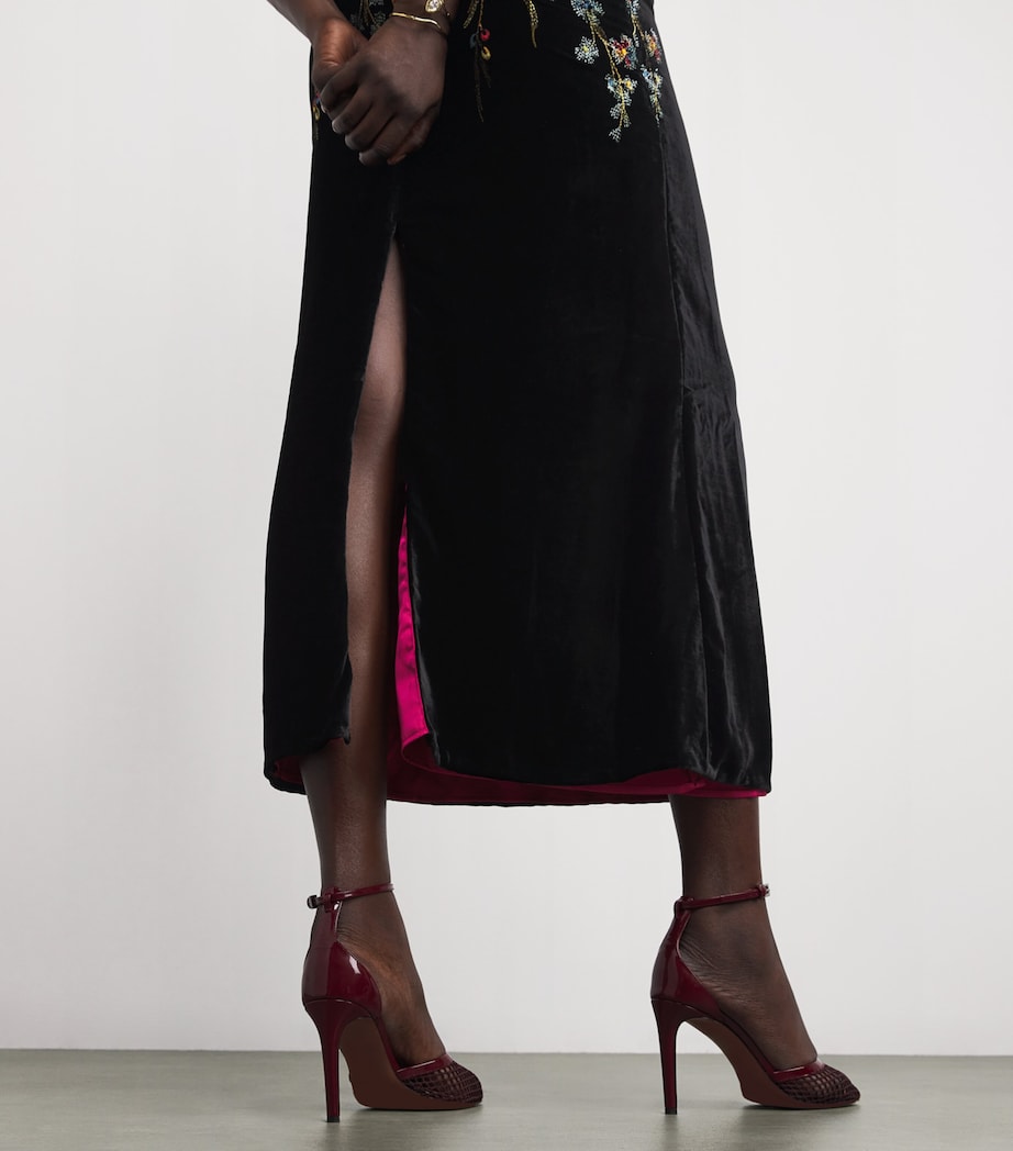 Velvet Embroidered Zaffira Maxi Dress