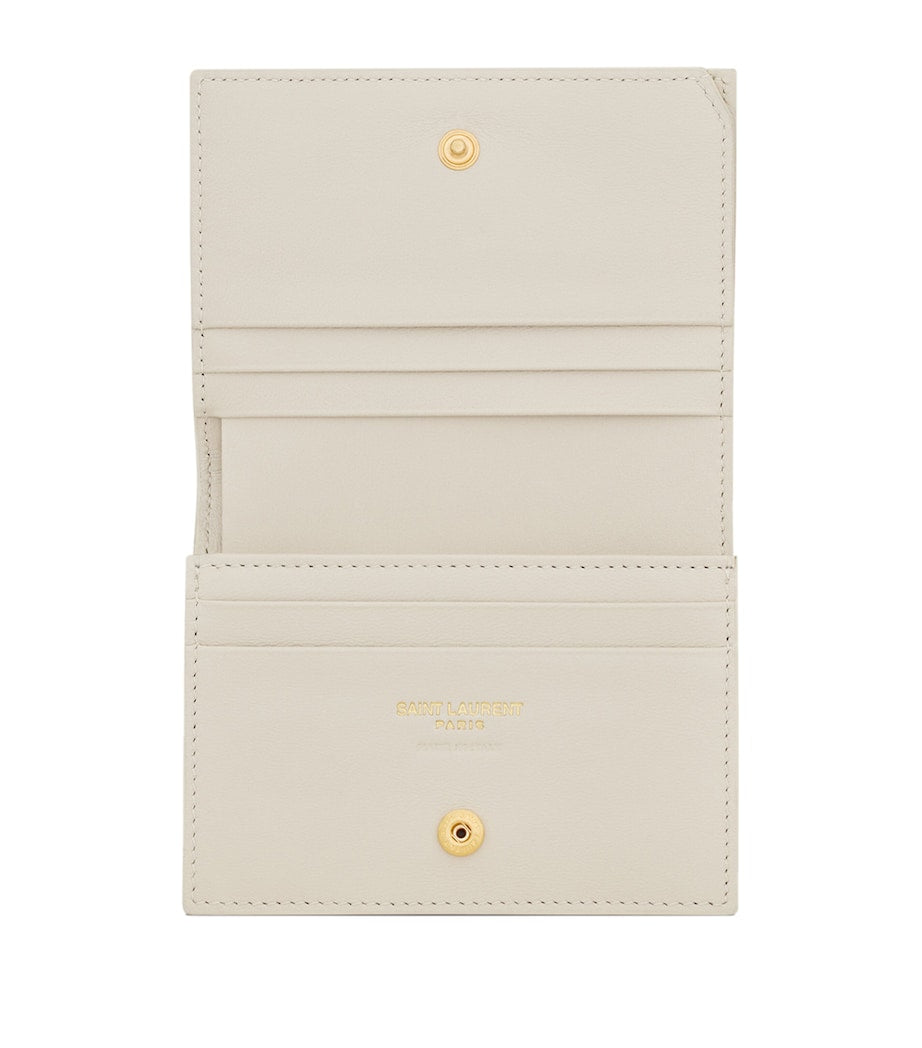 Saint Laurent White Quilted Leather Monogram Wallet