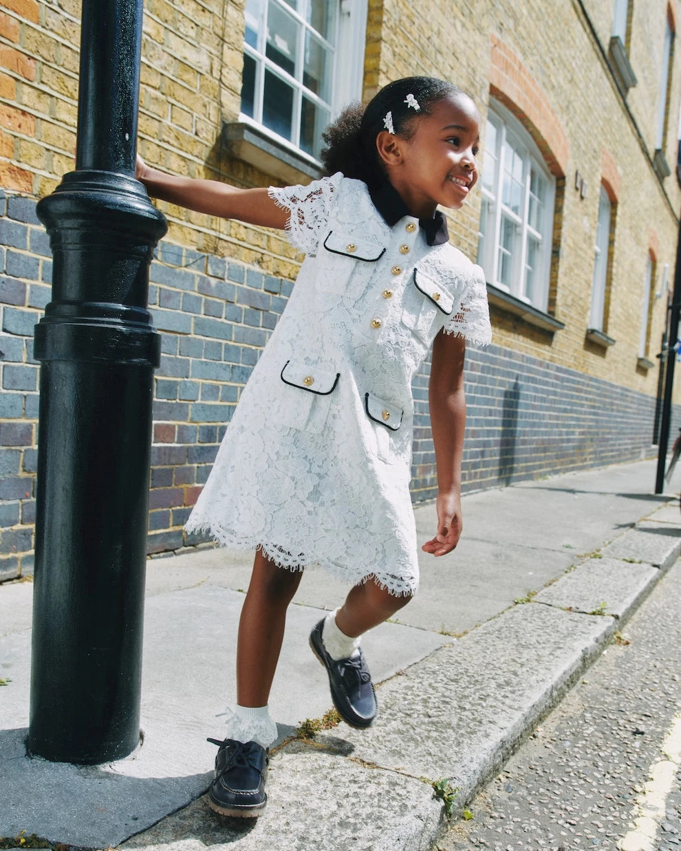 Self-Portrait Kids - Lace shirt dress