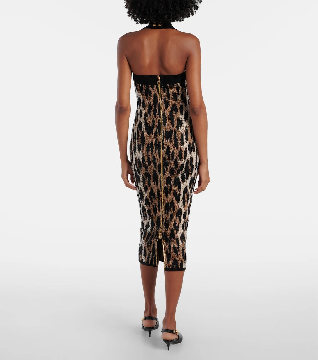 Balmain - Animal-printed halterneck maxi dress