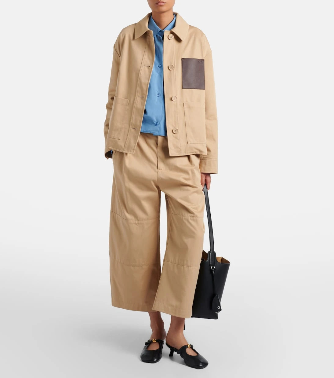 Loewe - Cotton cropped barrel-leg pants