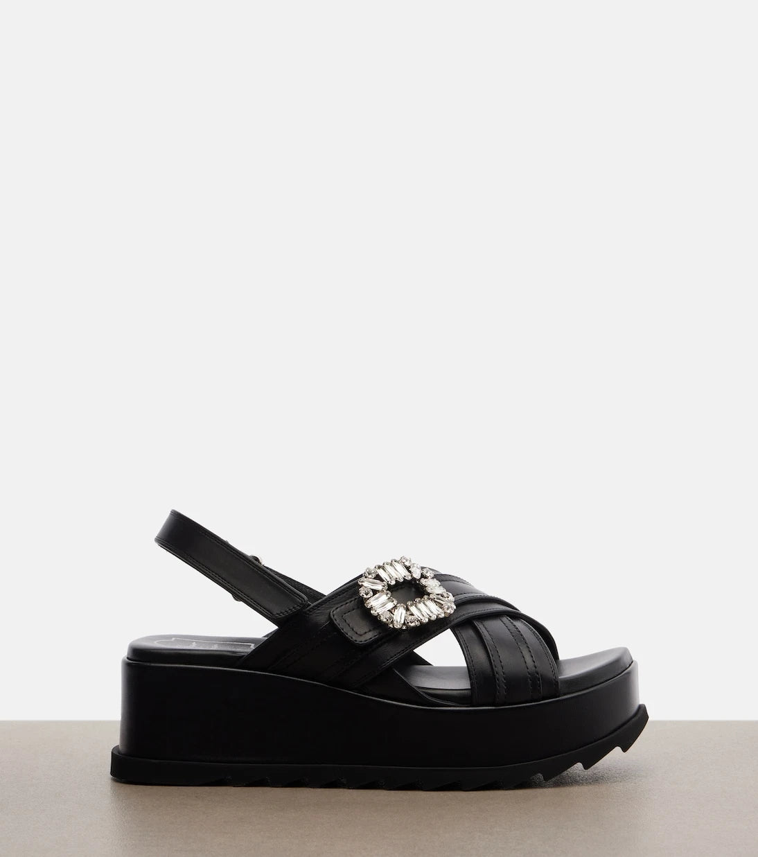 Roger Vivier - Strass Buckle leather platform sandals