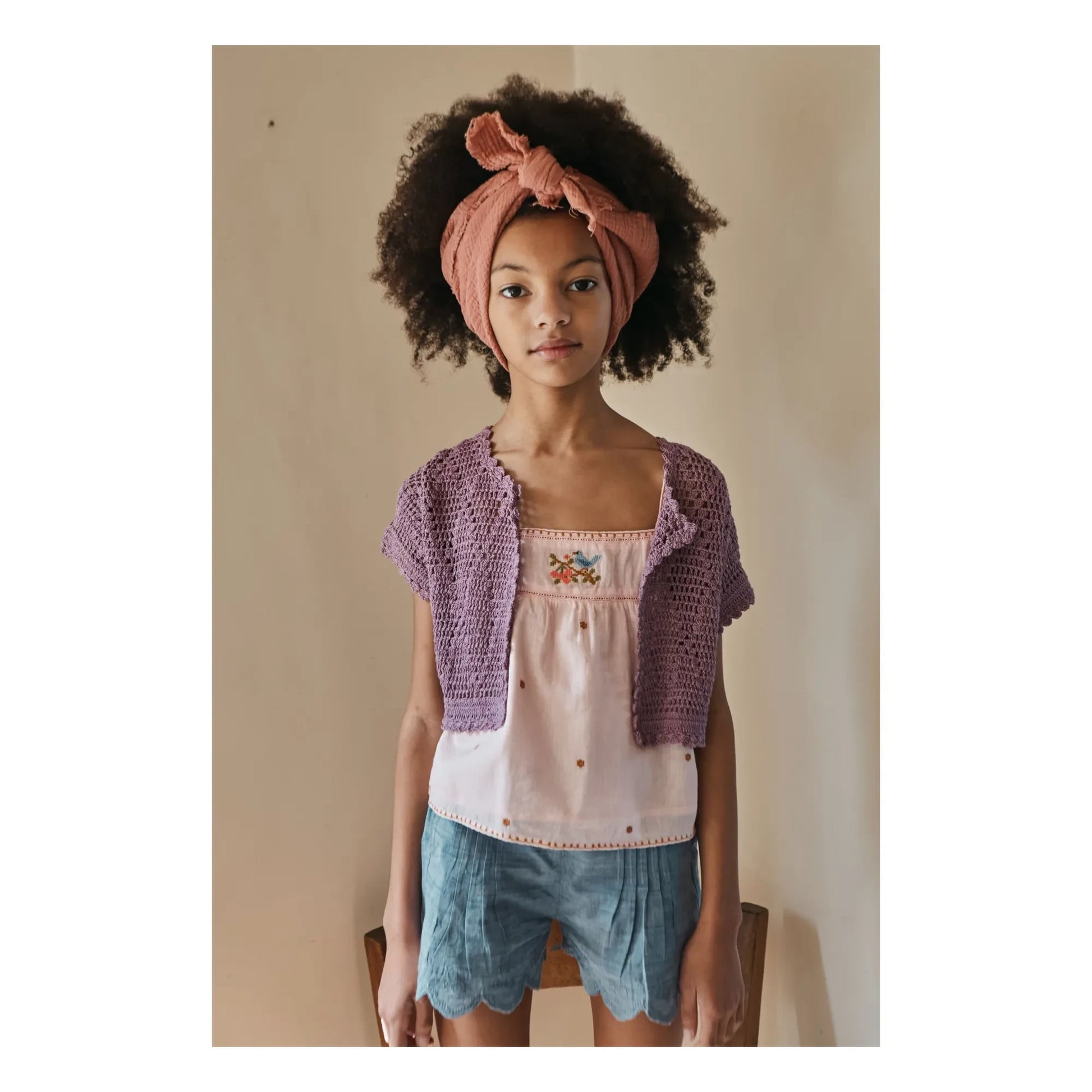 Emile et Ida - Floral Embroidered Top | Pale Pink