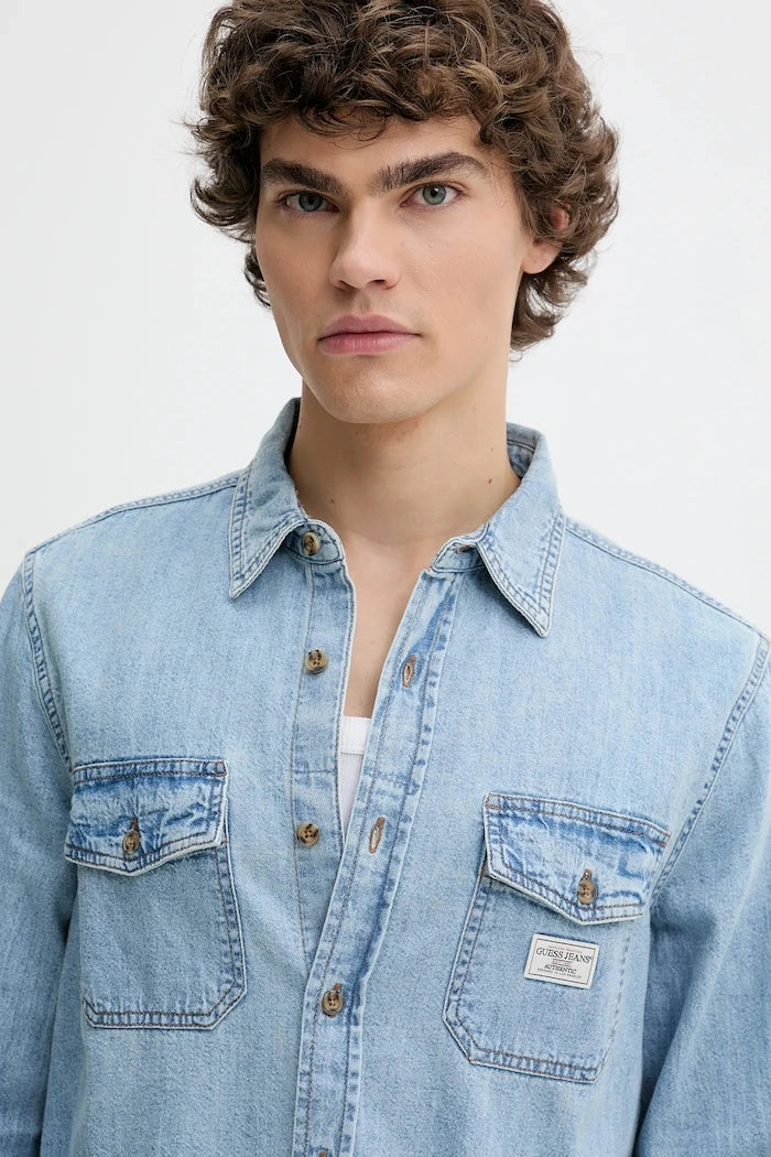 Памучна риза Guess Jeans