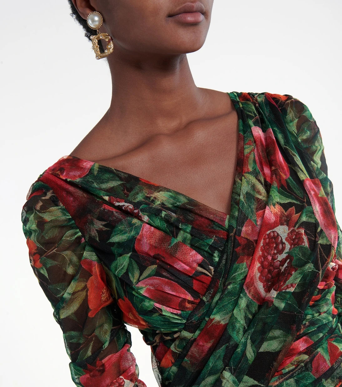 Dolce&Gabbana - Pomegranate-printed cotton-blend midi dress