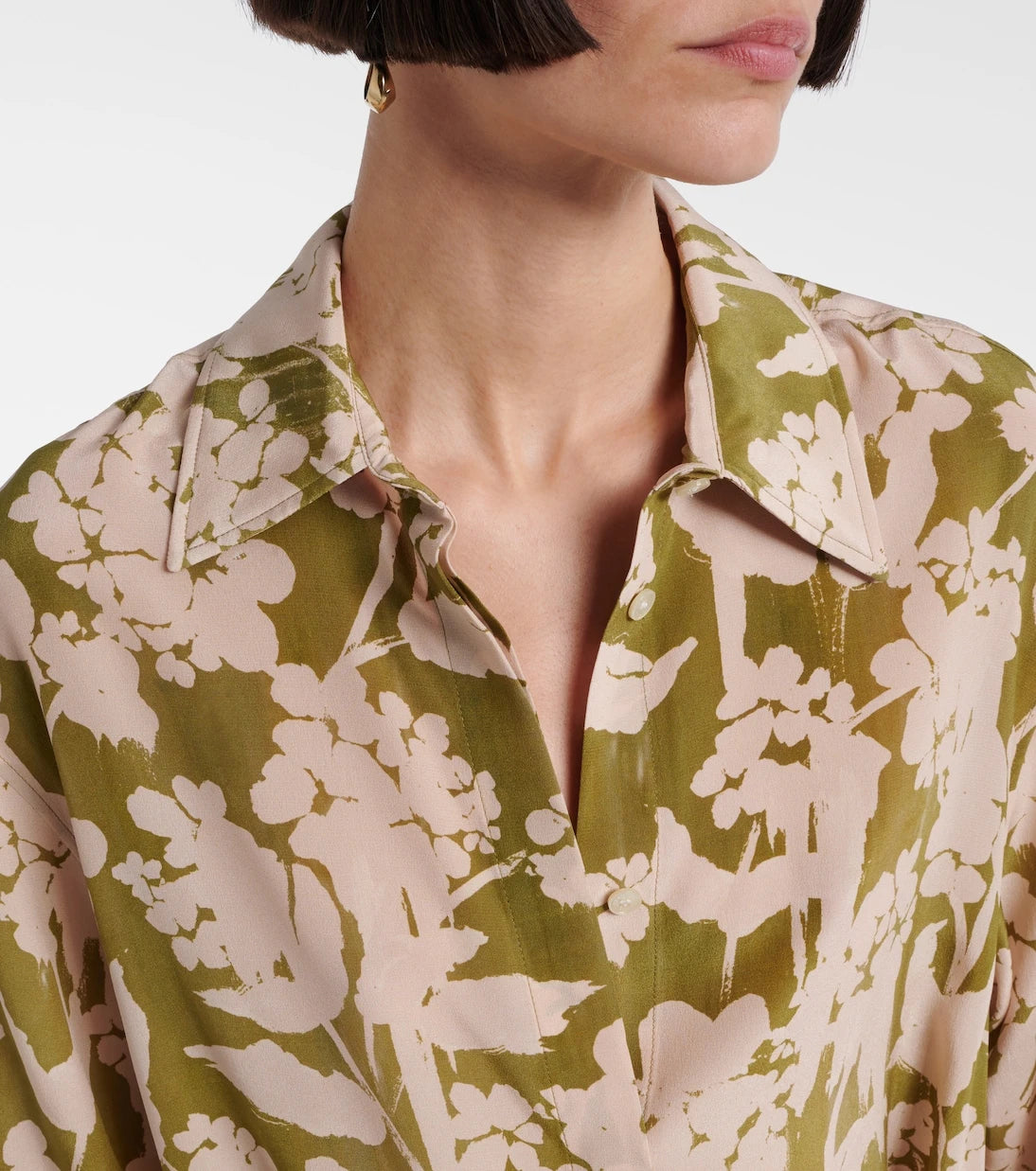 Victoria Beckham - Printed gathered silk blouse