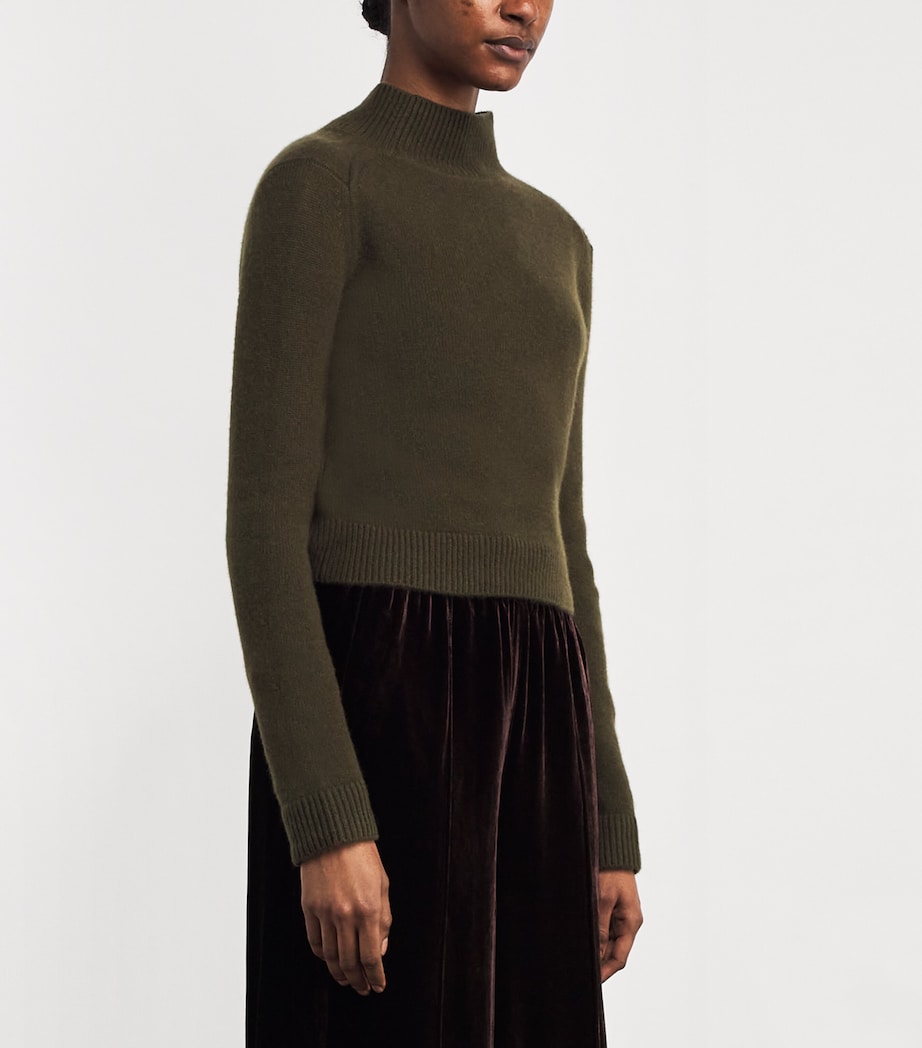Green Cashmere High Neck Sweater
