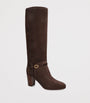 Valentino Garavani Brown Suede Pattie Knee-High Boots 75