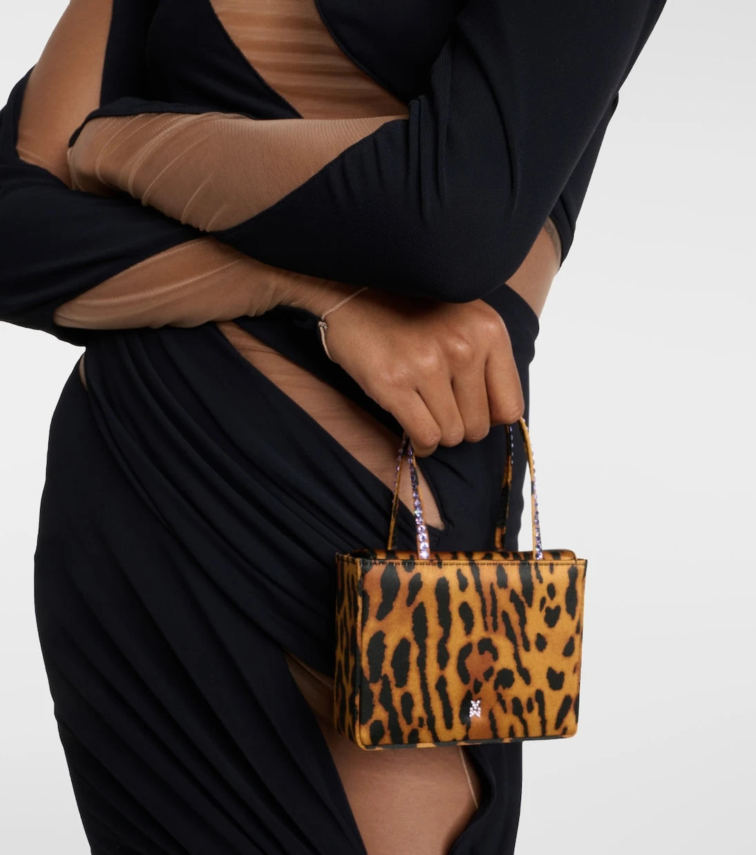 Amina Muaddi - Superamini leopard-print satin tote bag