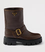 Prada Brown Leather Biker Boots