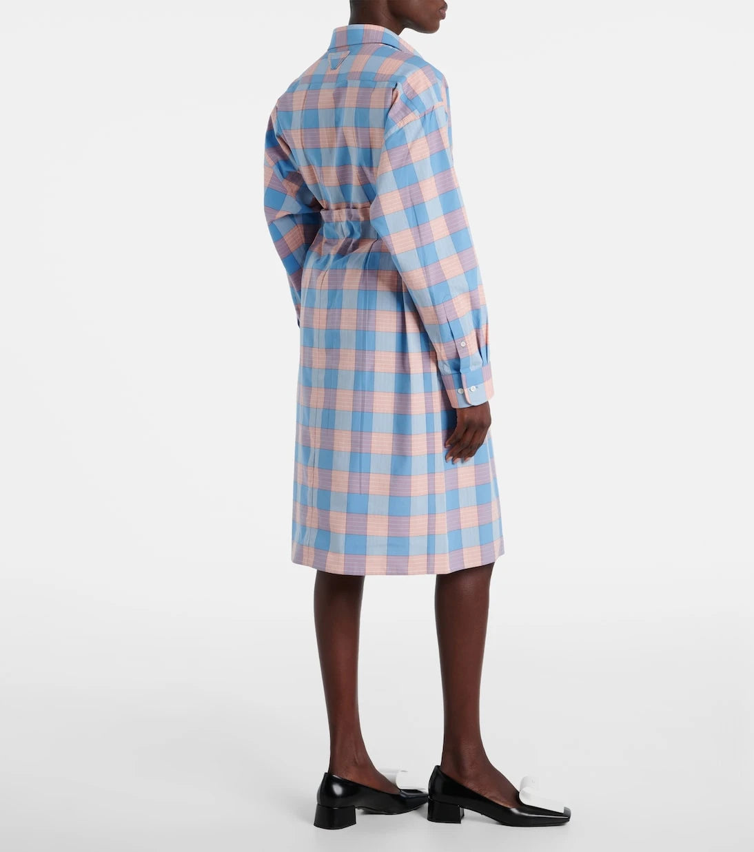 Prada - Checked cotton poplin midi skirt