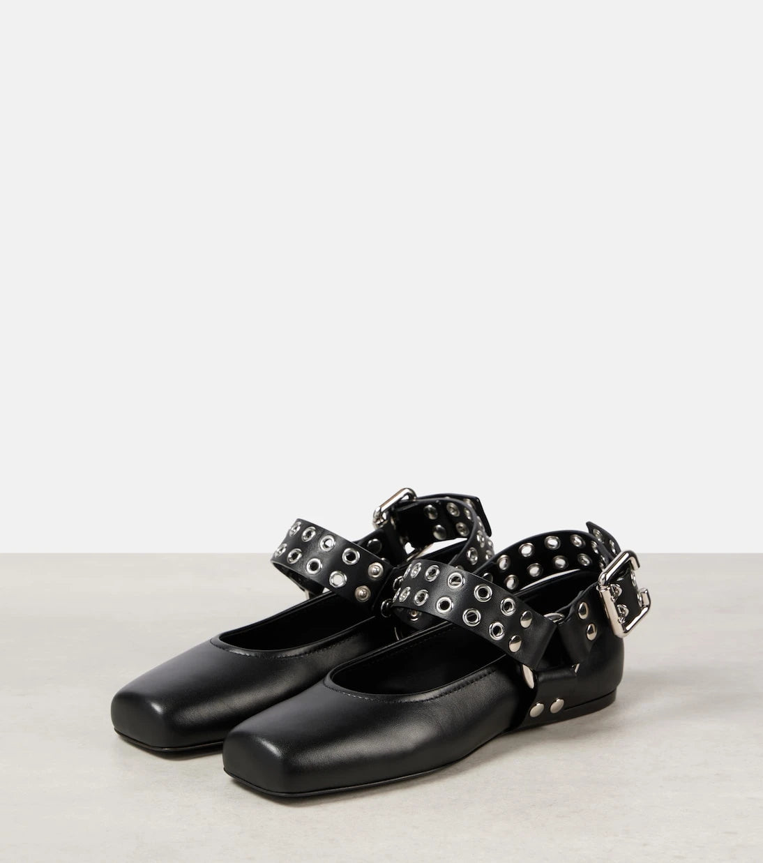 Alaïa - Studded leather Mary Jane flats
