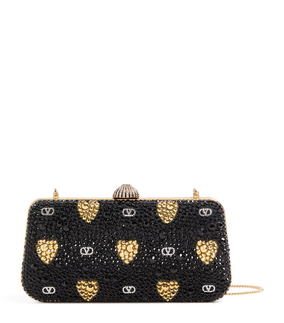 Valentino Garavani Black Embellished Minaudiere Clutch Bag