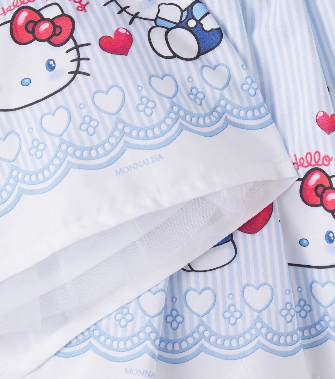 Monnalisa - تنورة قطنية مخططة بتصميم Hello Kitty