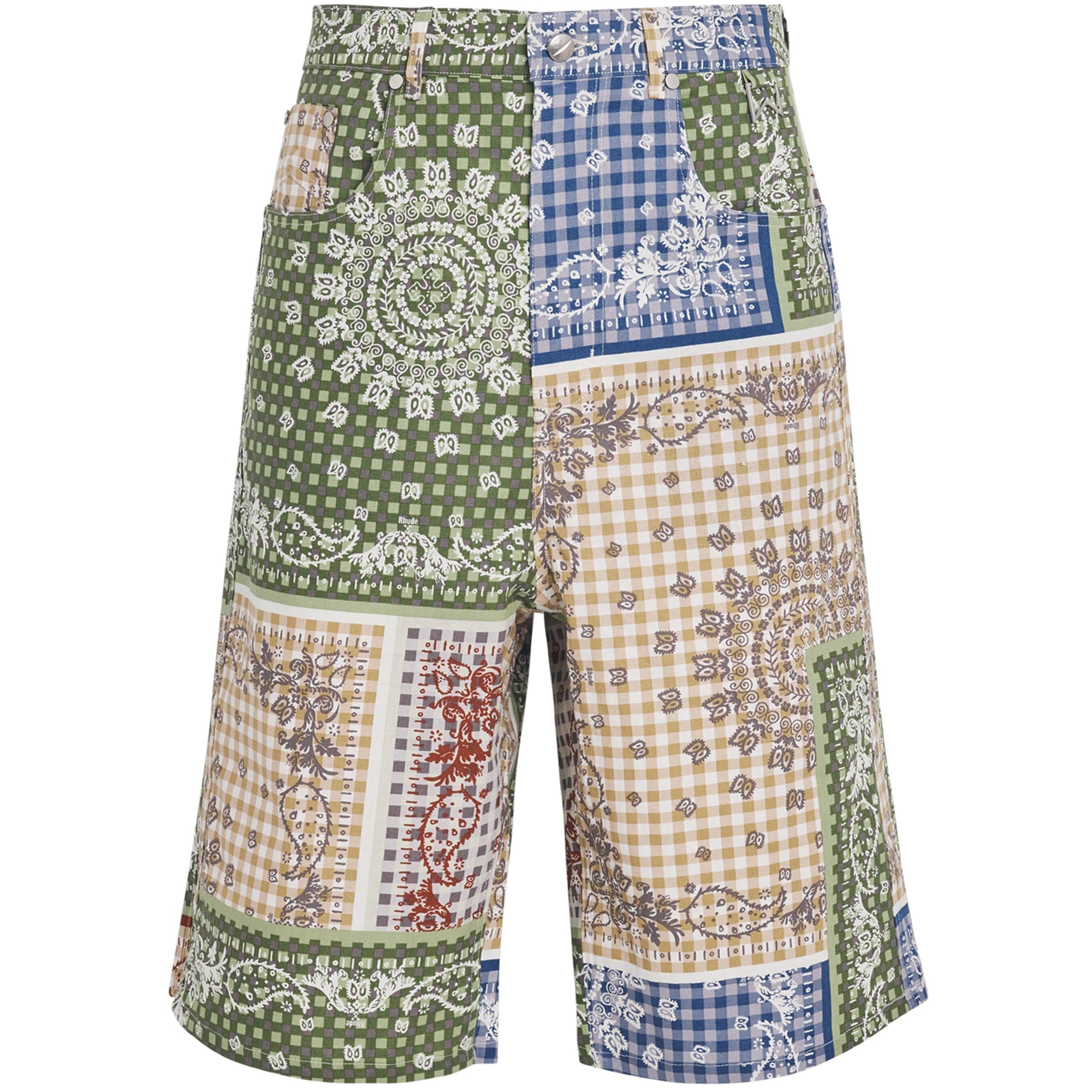 Linen-Cotton Bandana Print Shorts
