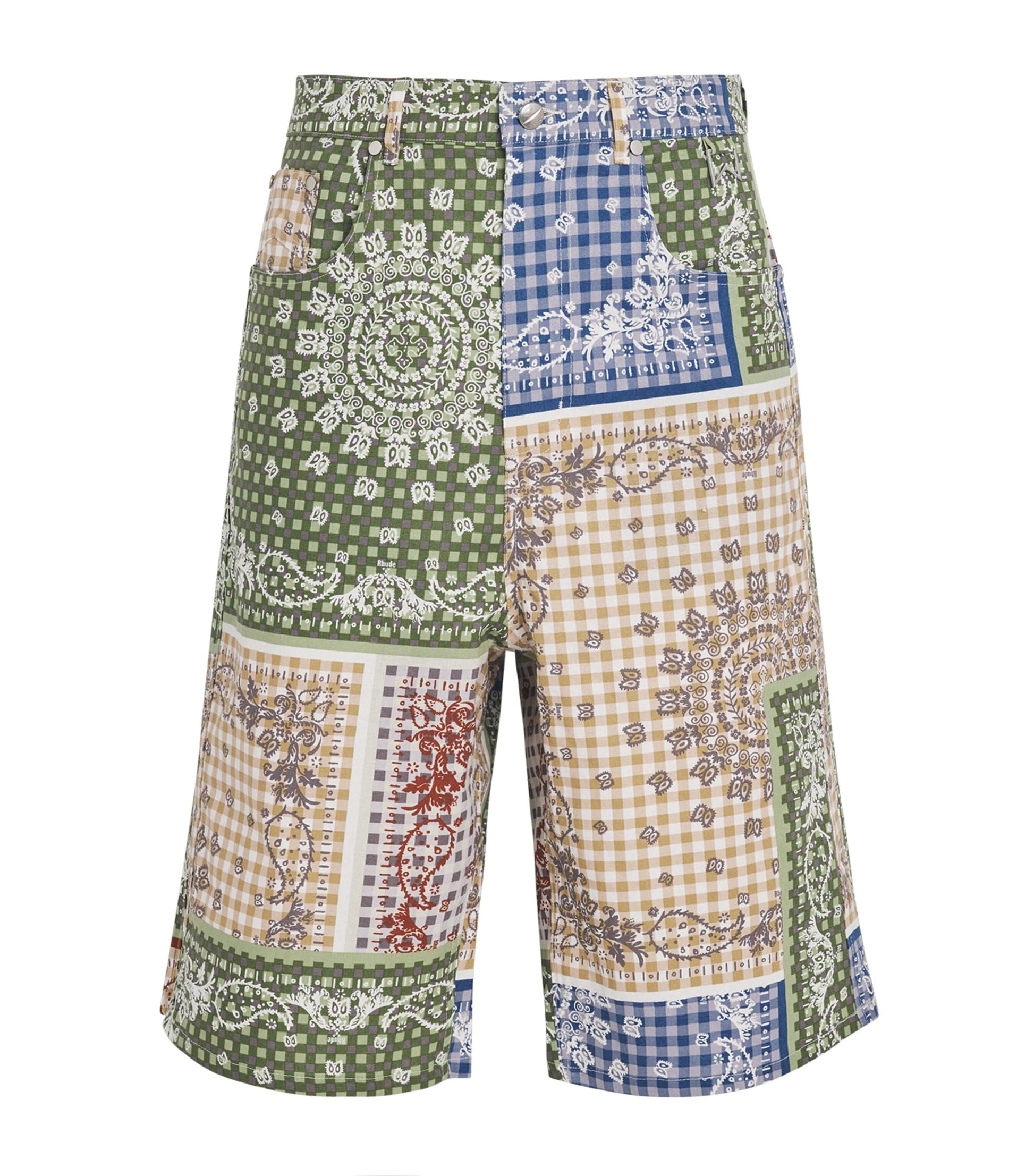 Linen-Cotton Bandana Print Shorts