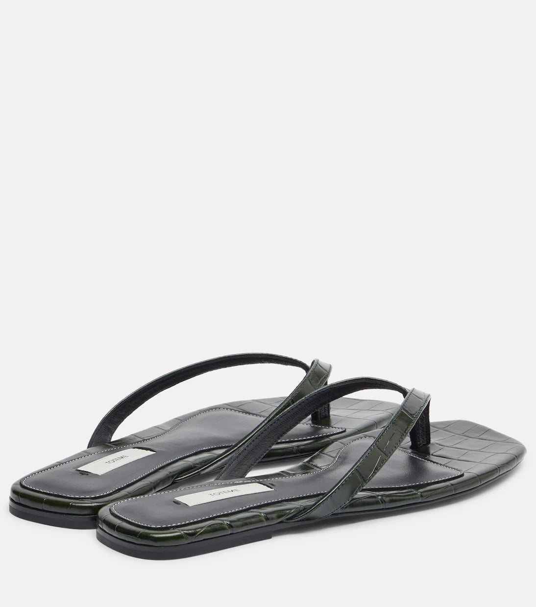 Toteme - Croc-effect leather thong sandals