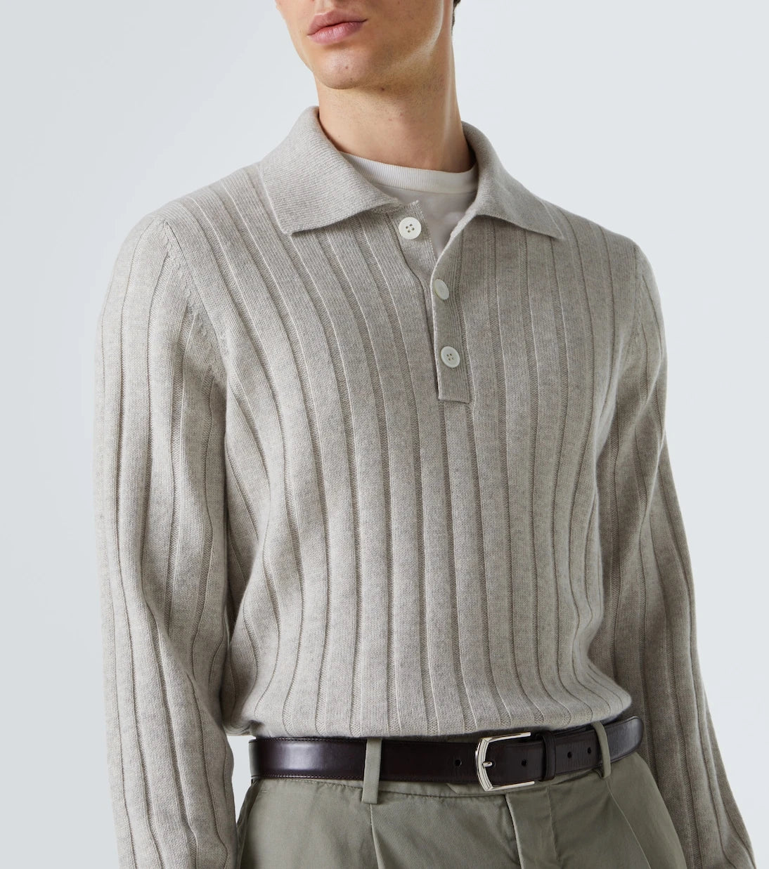 Brunello Cucinelli - Ribbed-knit cashmere polo sweater