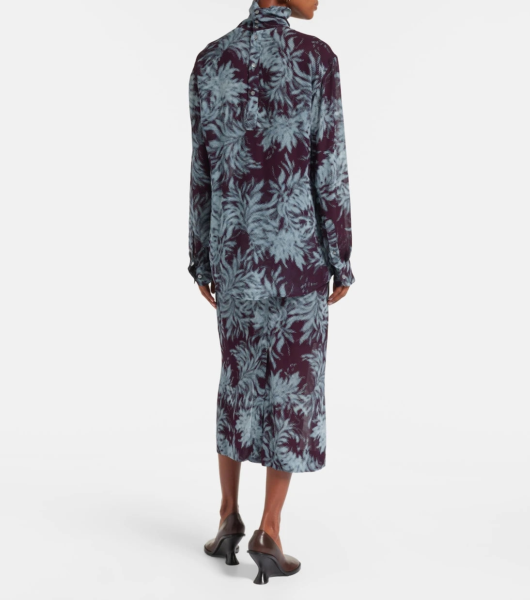 Dries Van Noten - Printed sheer chiffon turtleneck top