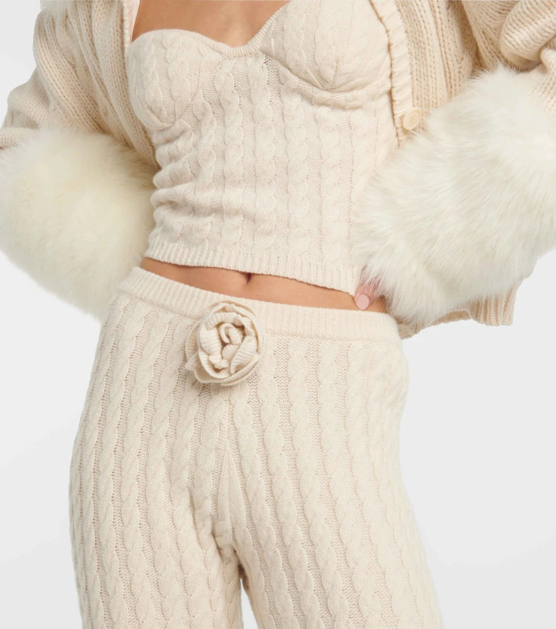 Magda Butrym - Floral-appliqué split-hem flared pants