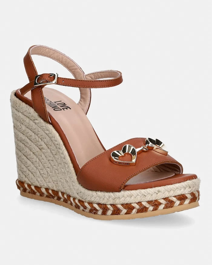 Love Moschino Kadın Deri Skew Platform Espadriller