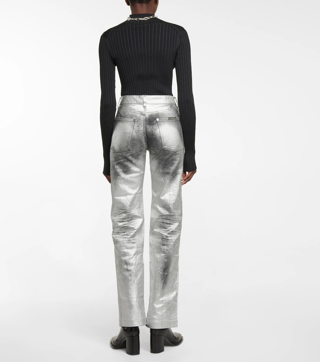 Peter Do - Metallic mid-rise straight jeans