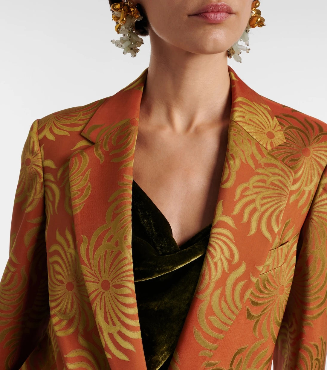 Dries Van Noten - سترة بليزر جاكار مزهرة
