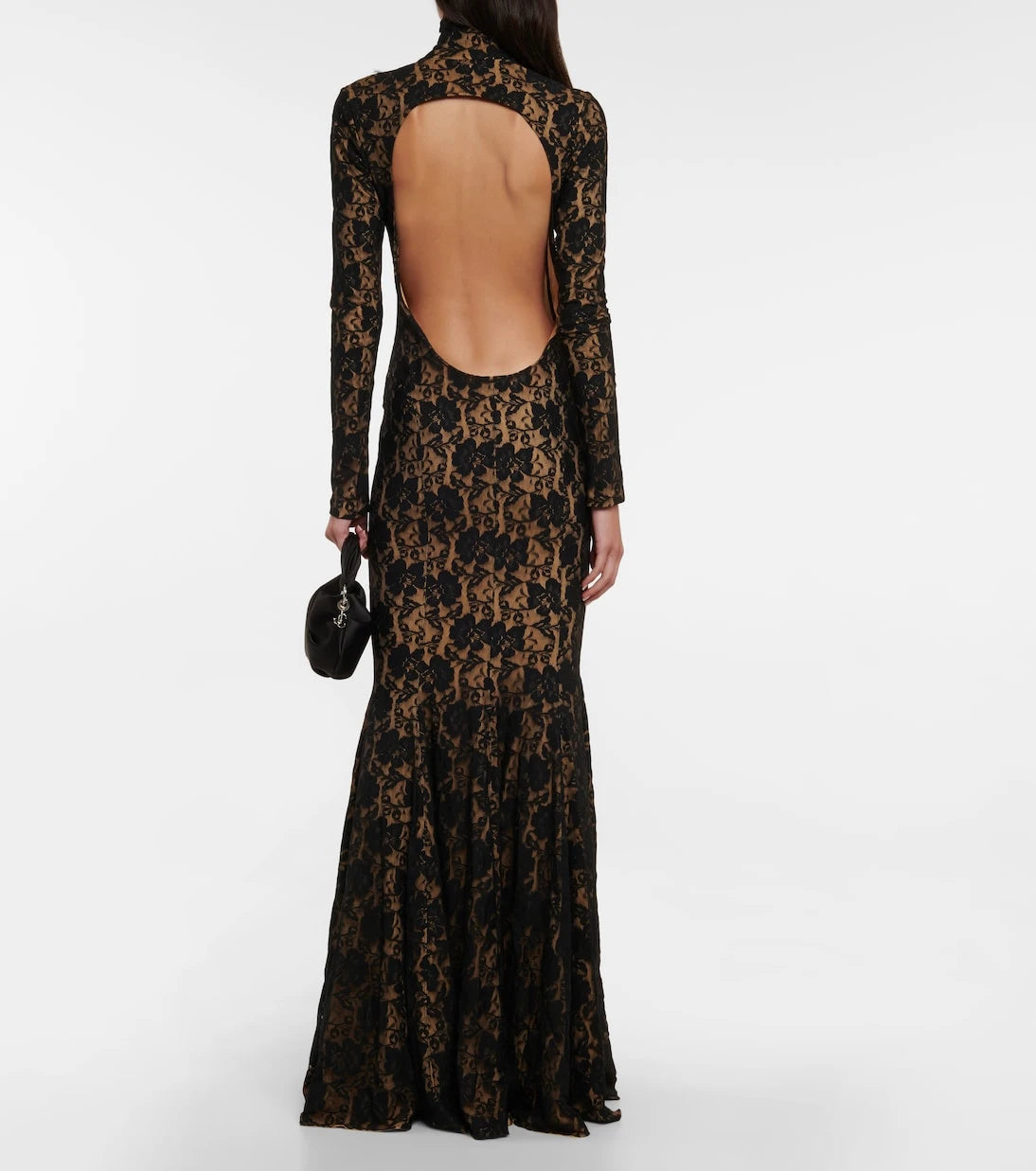 Norma Kamali - Fishtail lace-overlay gown