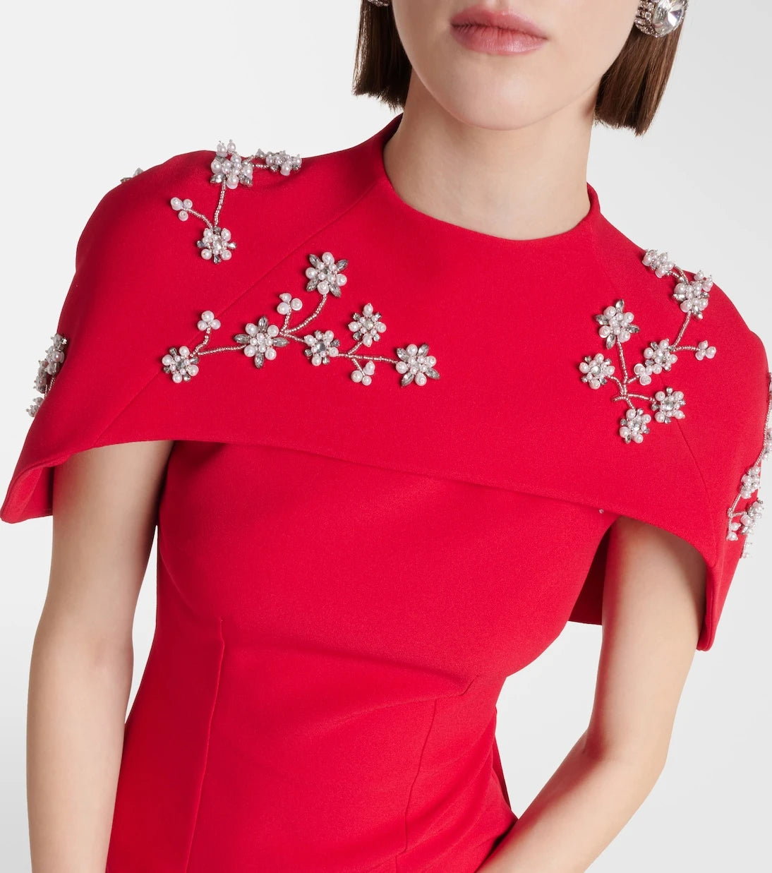 Safiyaa - Embroidered caped crêpe gown