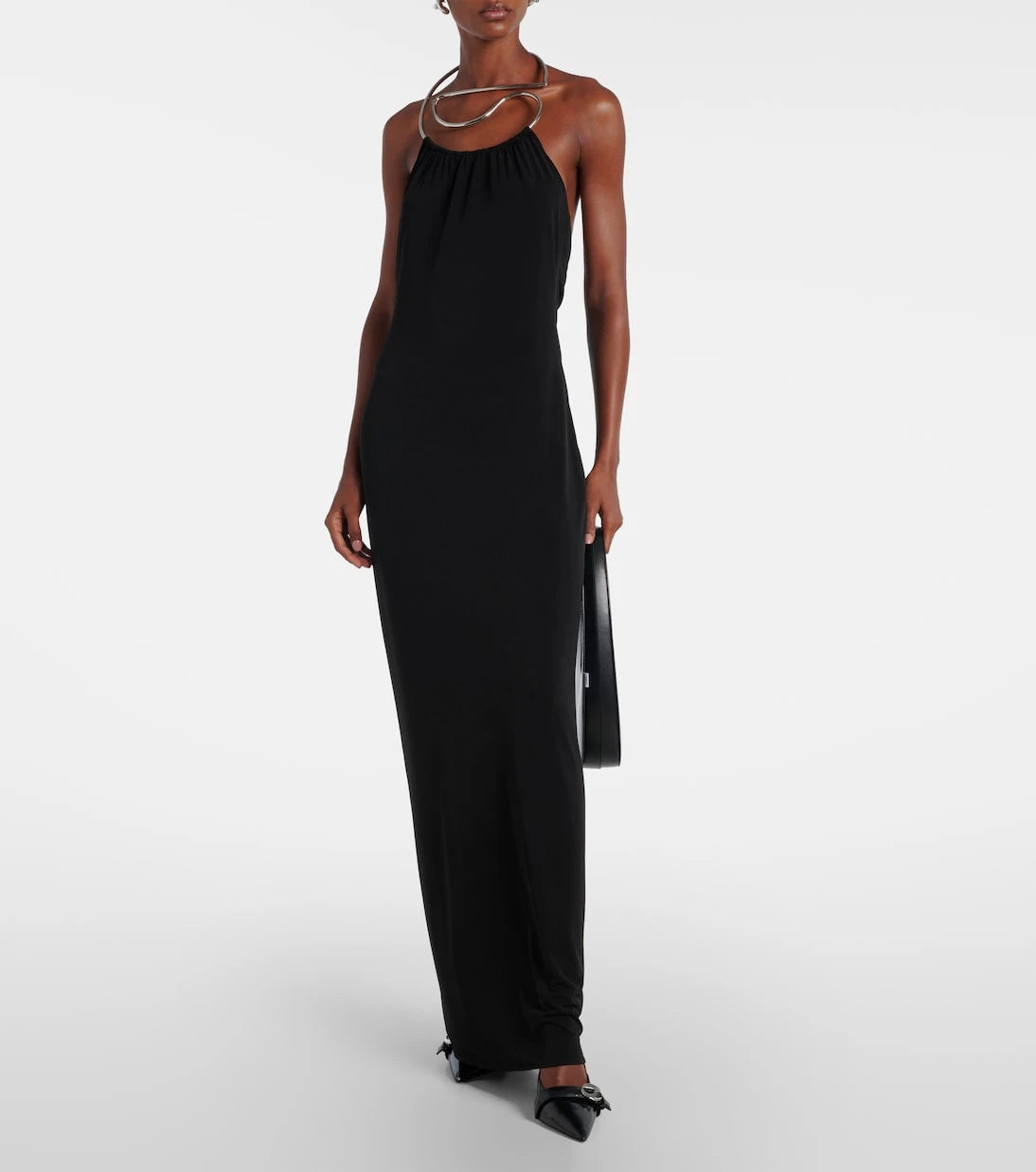 Coperni - Logo Necklace embellished halterneck gown