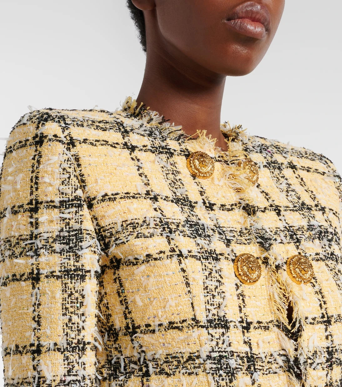 Balmain - Cropped sequined tweed jacket