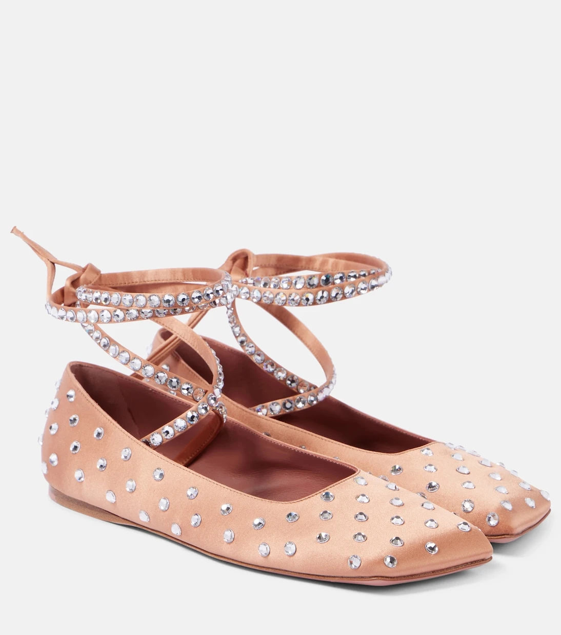 Amina Muaddi - Ane crystal-embellished satin ballet flats