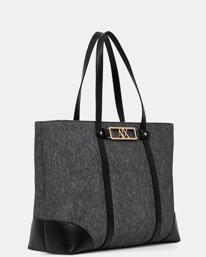 Armani Exchange suni deri kadın shopping çanta