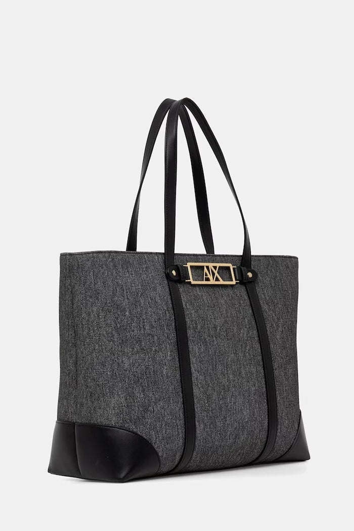Armani Exchange suni deri kadın shopping çanta