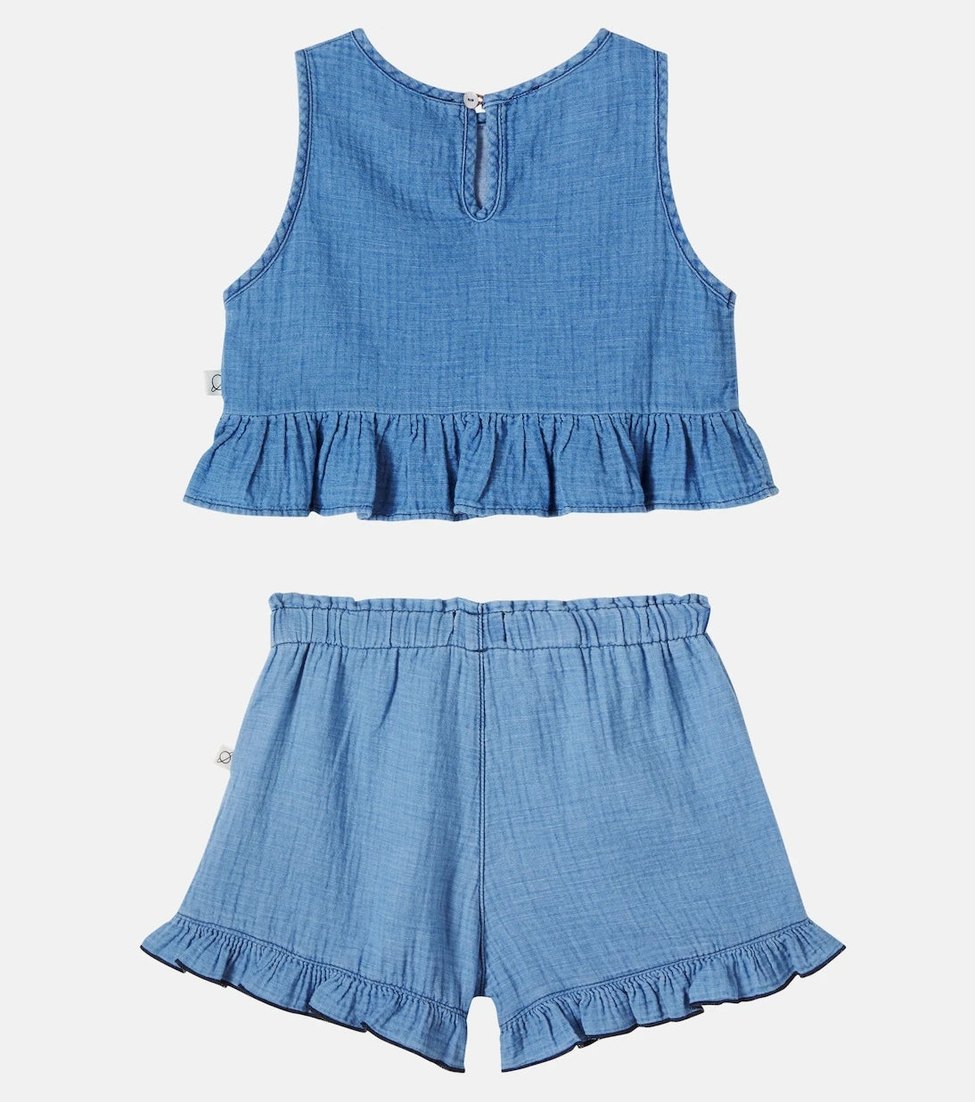 Cozmo - Blair ruffled cotton chambray top and shorts set