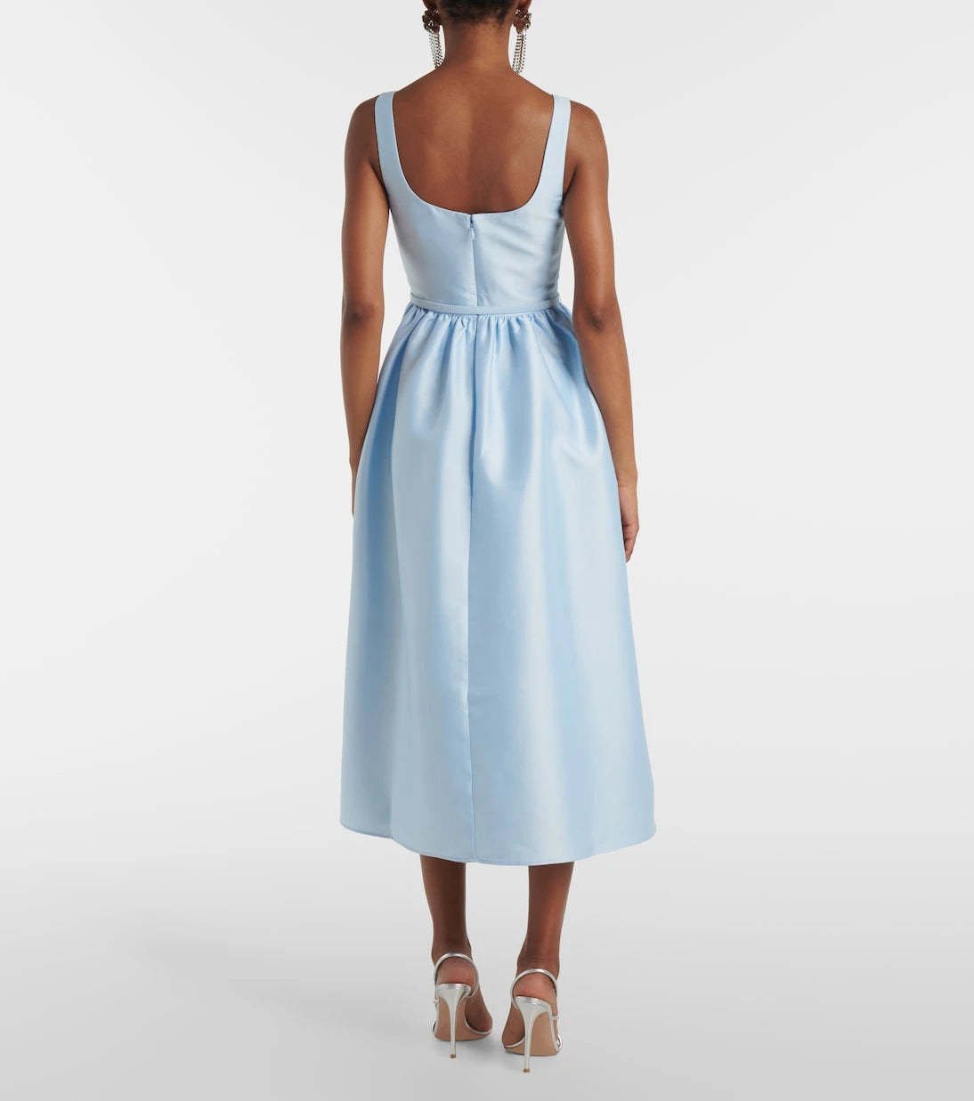 Self-Portrait - Belted satin midi dress