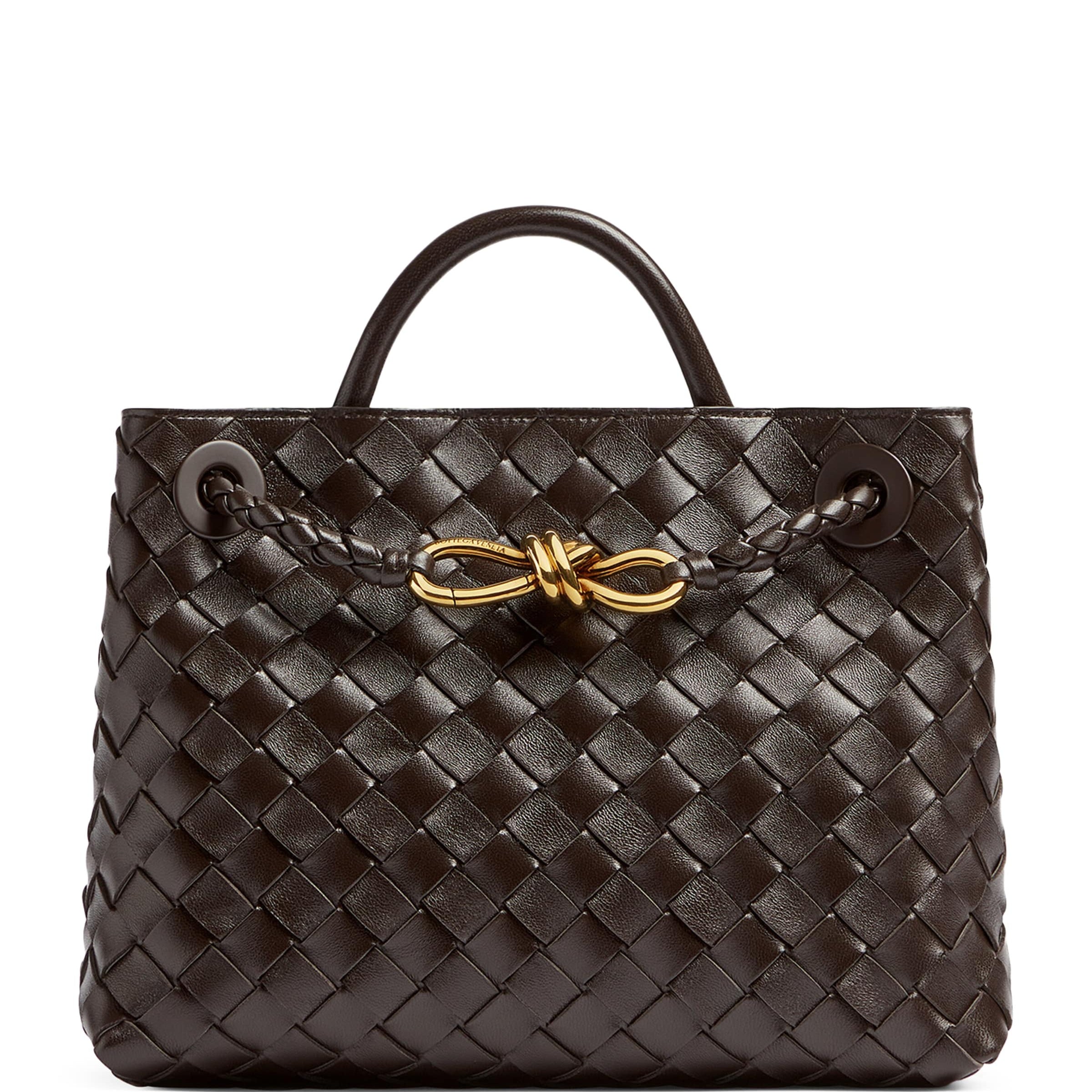 Bottega Veneta Grey Small Leather Andiamo Top-Handle Bag