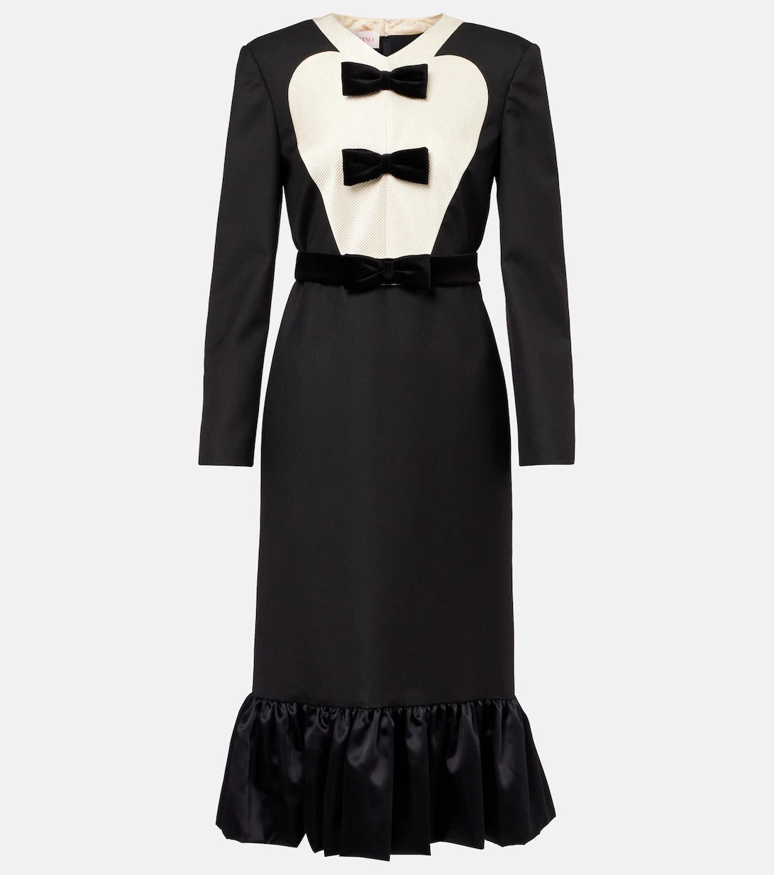 Valentino - Bow-detail virgin wool midi dress