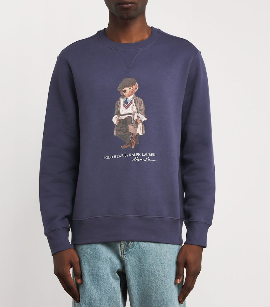 Blue Cotton-Blend Heritage Polo Bear Sweatshirt