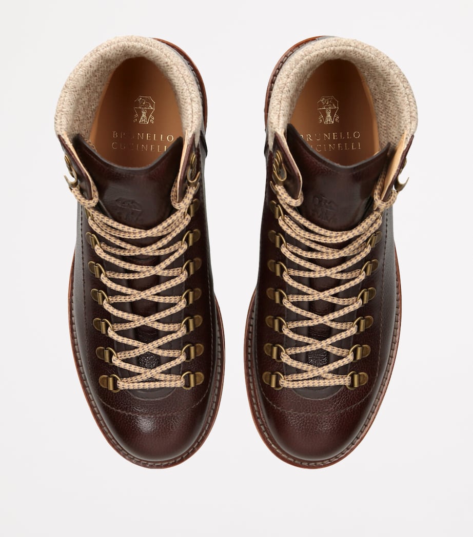 Leather Wool-Trim Mountain Boots