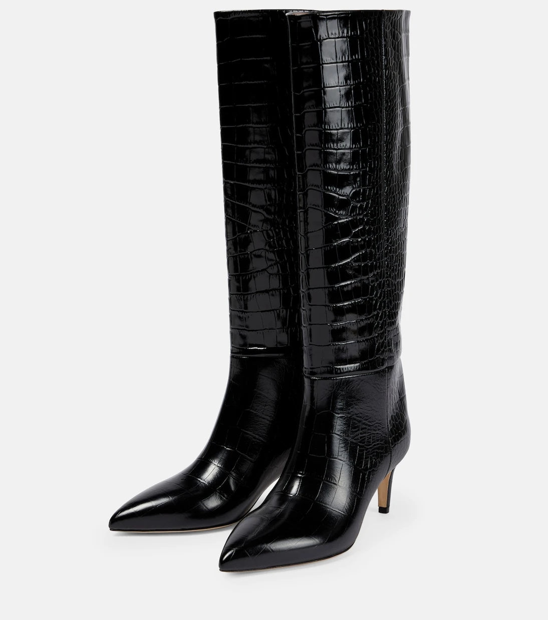 Paris Texas - Croc-effect leather knee-high boots
