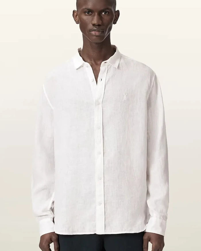 AllSaints риза мъжка от лен LOOM