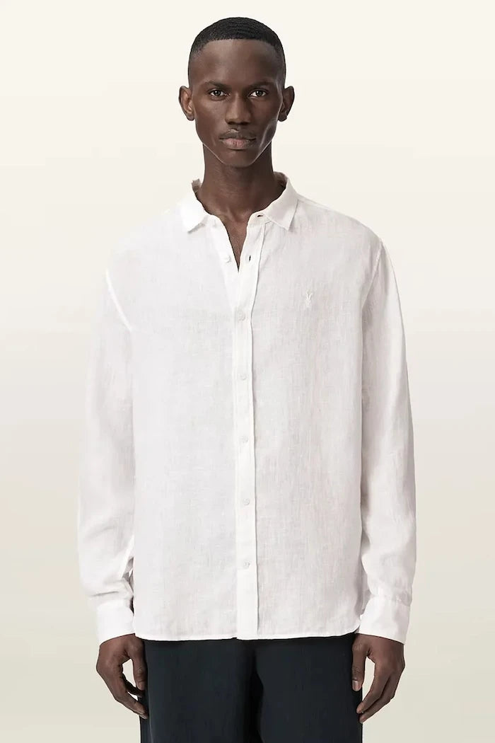 AllSaints риза мъжка от лен LOOM