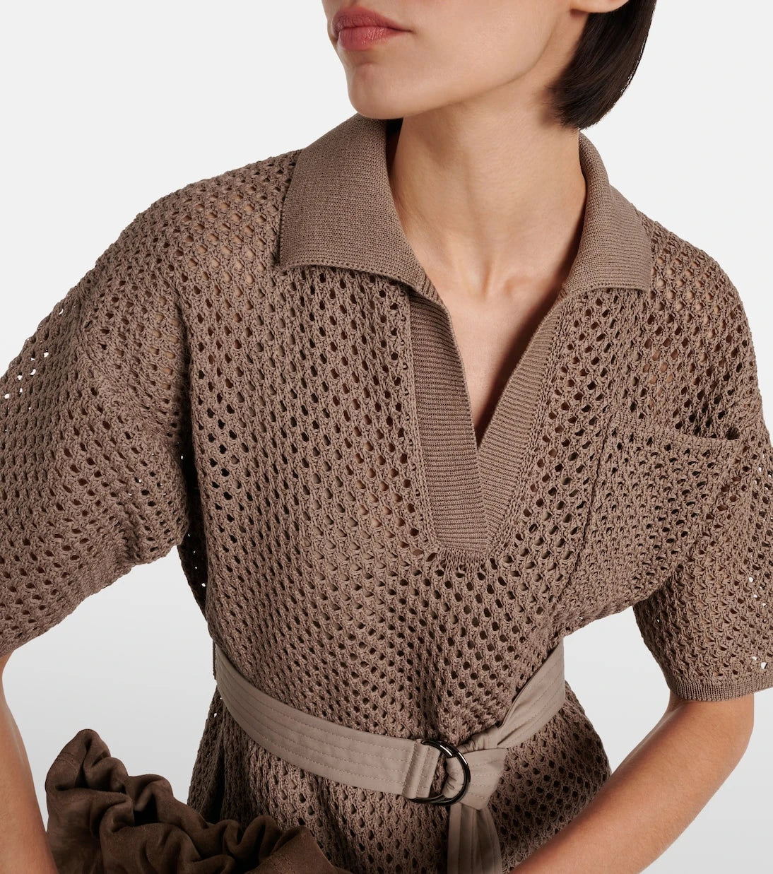 Brunello Cucinelli - Cotton mesh polo dress