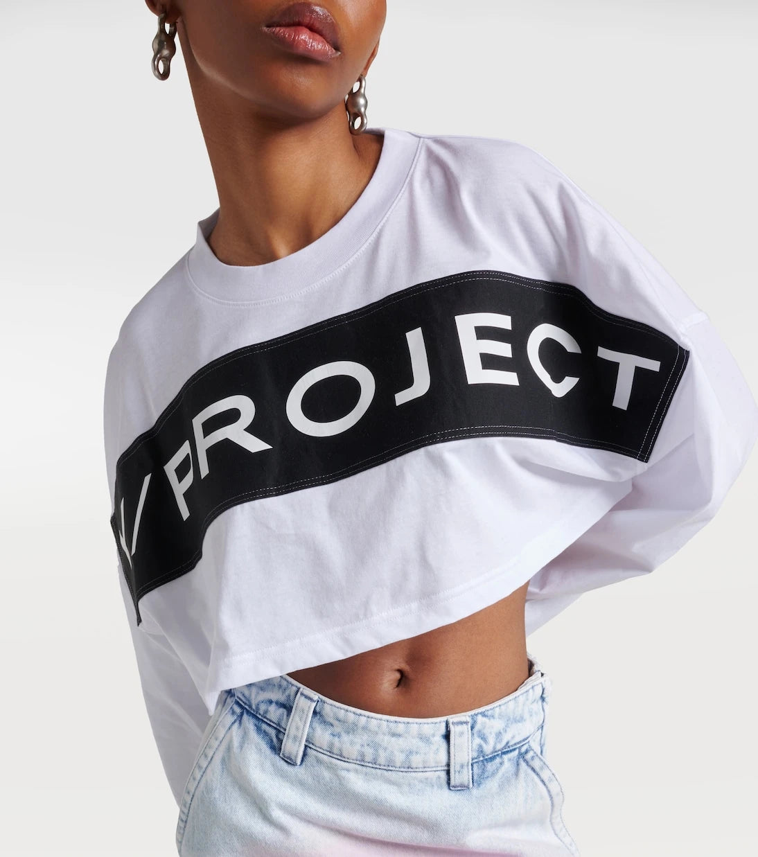 Y/Project - Logo cotton jersey crop top